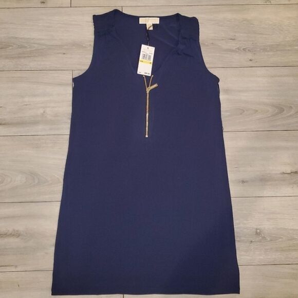 Michael Kors Women’s Blue Zip Front Mini Dress M - Picture 1 of 9